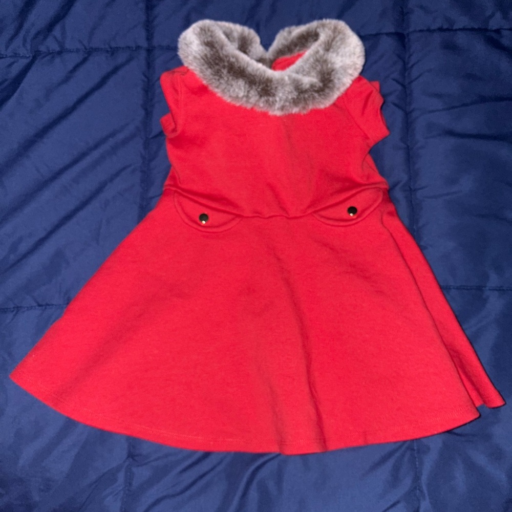 Hope & Henry Formal Dress with Faux Fur Collar